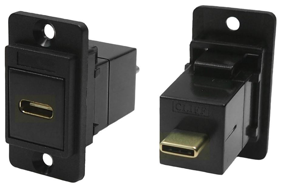 CLIFF Connettore Dual USB C Passante Nero per Pannelli
