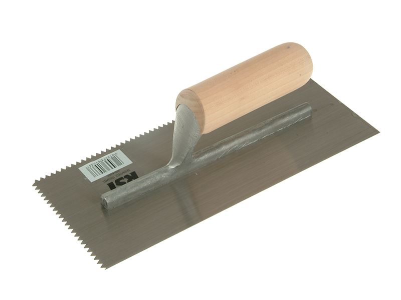 R.S.T. Notched Trowel with Wooden Handle - 5mm V Notches, 280x115mm