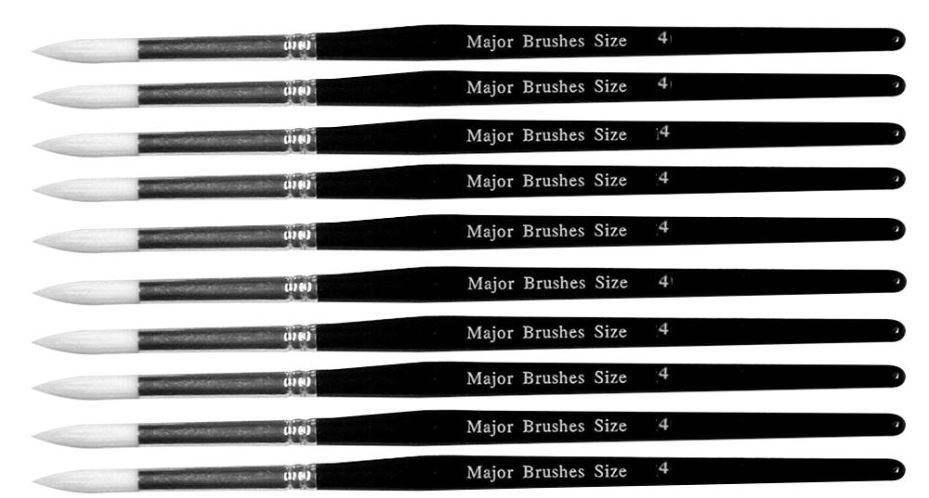 MAJOR BRUSHES Synthetic Sable Round Paint Brushes Size 4, 10 Pack
