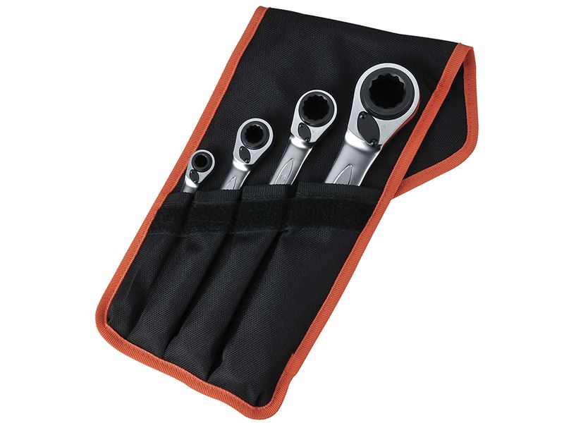 Bahco S4RM Reversible Ratchet Spanner Set, 4-Piece, 16 Sizes