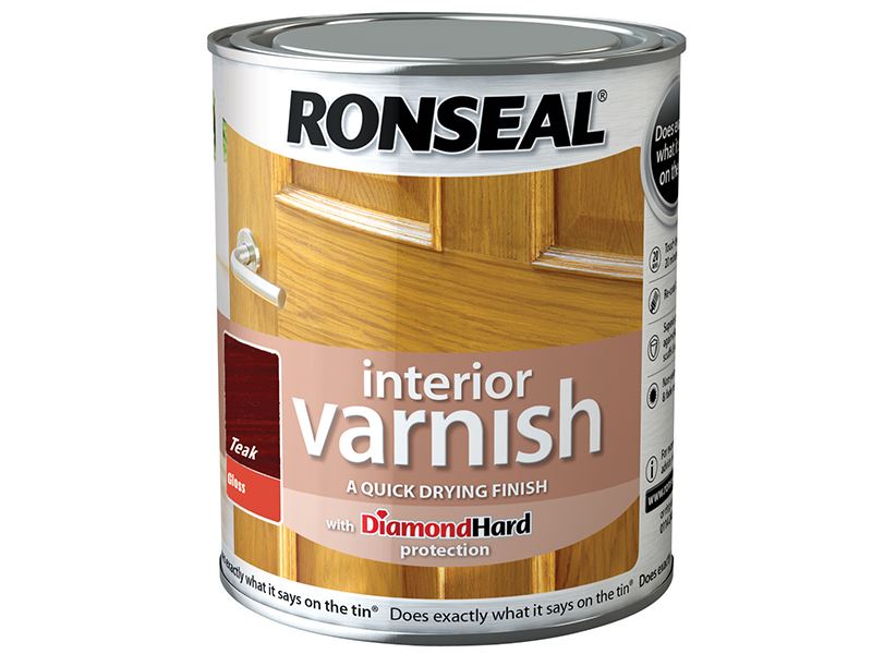 Ronseal 室內清漆 - 快速乾燥亮光柚木色 250毫升