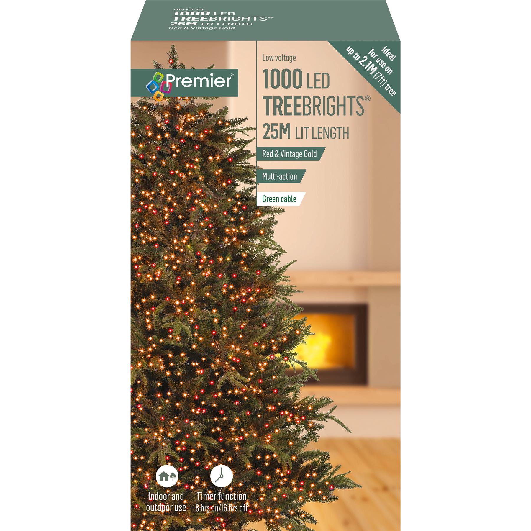 Premier 1000 LED Vintage Goud & Rode Mix TreeBrights met Timer, 25m