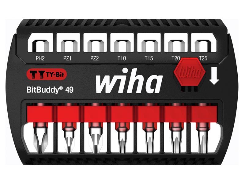 Wiha BitBuddy® TY Bit Set, 7-Piece, Coloured for Easy Identification