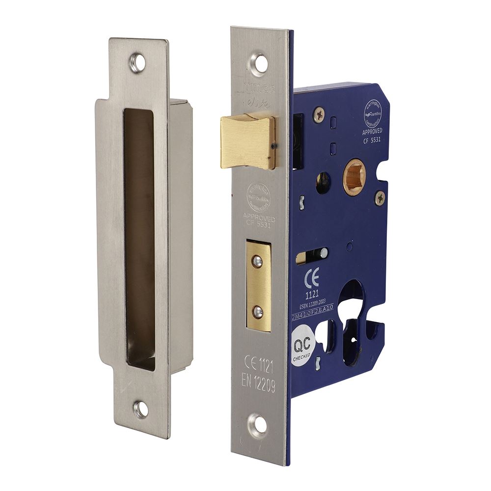 Timco Fechadura de Correr Europeia, Níquel Satinado, Tamanho 66mm/45.5mm