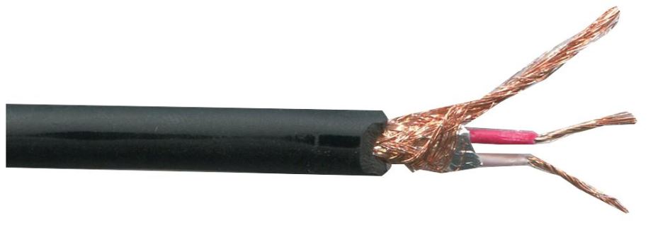 PRO ELEC 2 Core Screened Microphone Cable, Black, 100m
