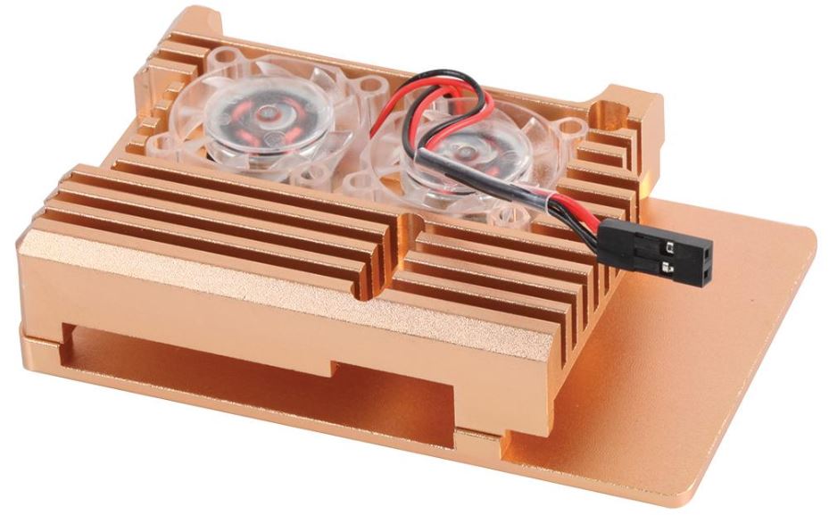 CYNTECH Active Heatsink Case for Raspberry Pi 4, Aluminium, Gold