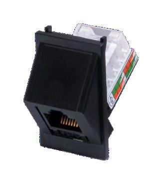 TUK Cat6 UTP Angled Modular Jack, 25x38mm, Black