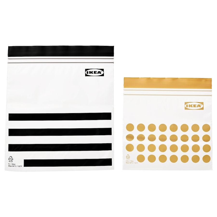IKEA ISTAD Resealable Bags, Black/Yellow, 1/0.4 Litre (Pack of 60)