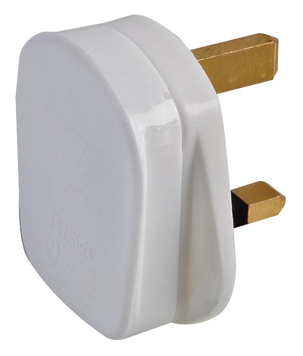 PRO ELEC 13A 3-Pin UK Mains Plug with Quickfit Cord Grip, White