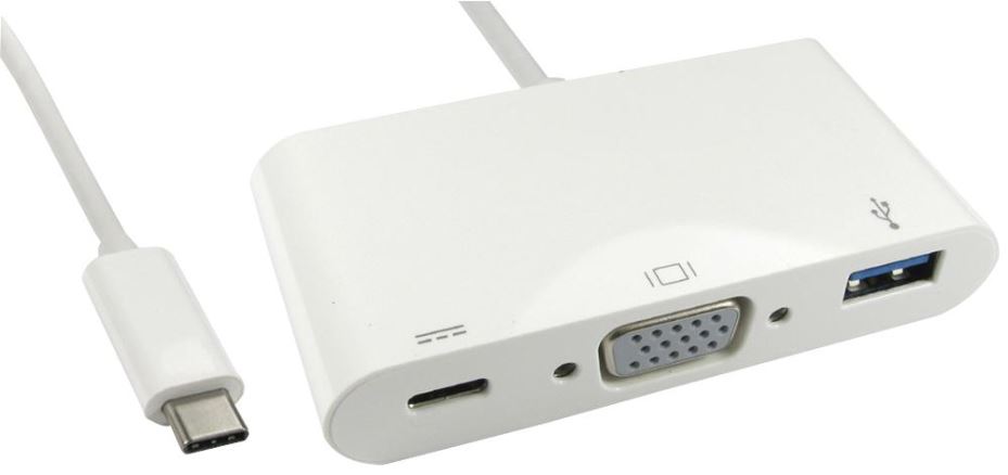 PRO SIGNAL USB-C zu VGA & USB 3.0 Adapter mit Power Delivery