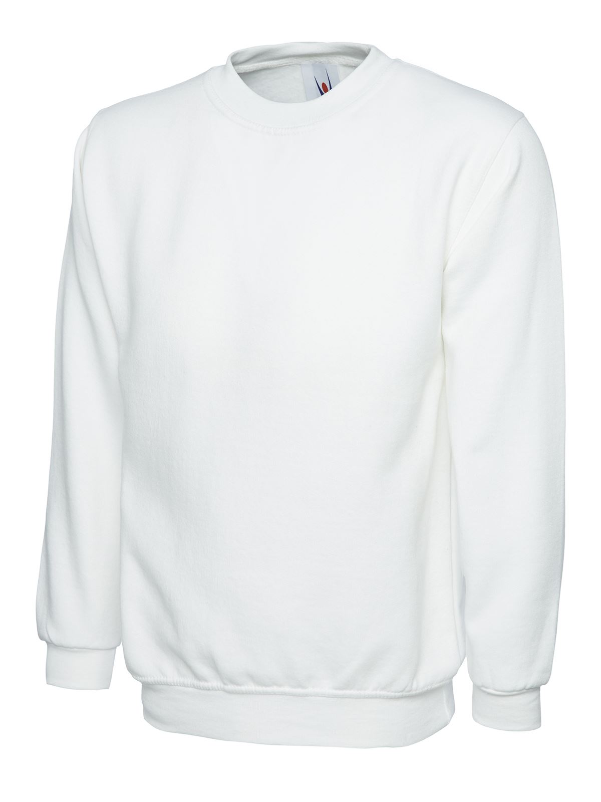 Uneek Unisex Classic Sweatshirt, 50% Polyester 50% Katoen, Wit, Maat S