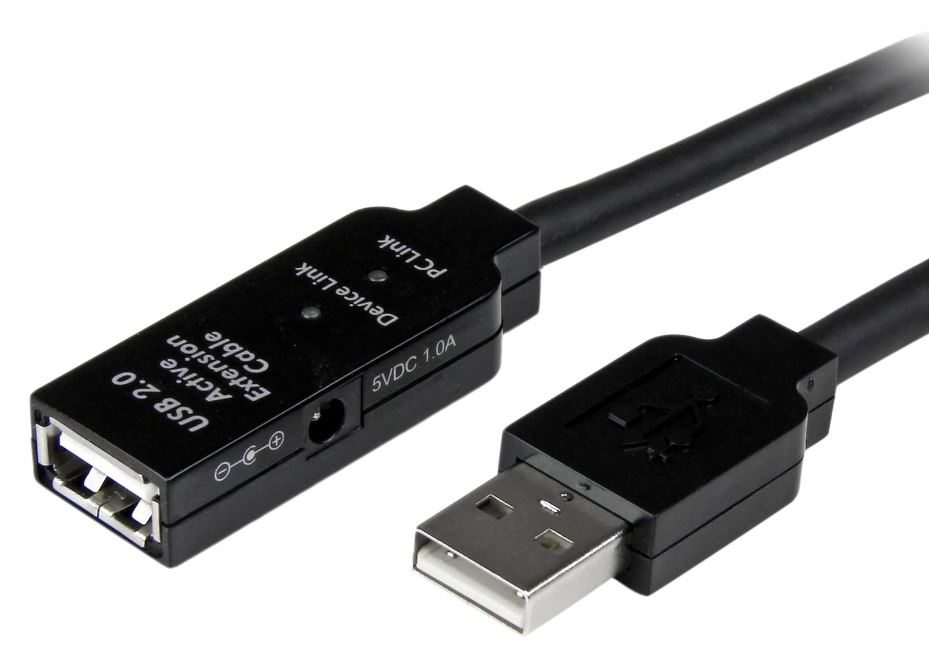 STARTECH USB 2.0 A Male to Female Active Extension Lead, 10m Black