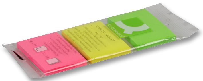 Q CONNECT Post-its Neon 50x40mm Arco-Íris, Pack de 3