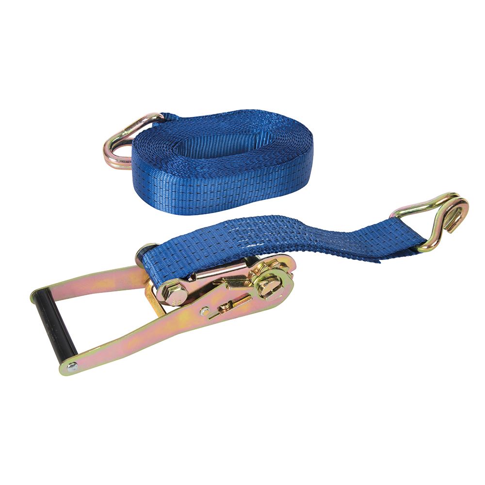 Silverline Ratchet Tie Down Strap with J-Hook, 8m x 50mm, 1300kg Capacity