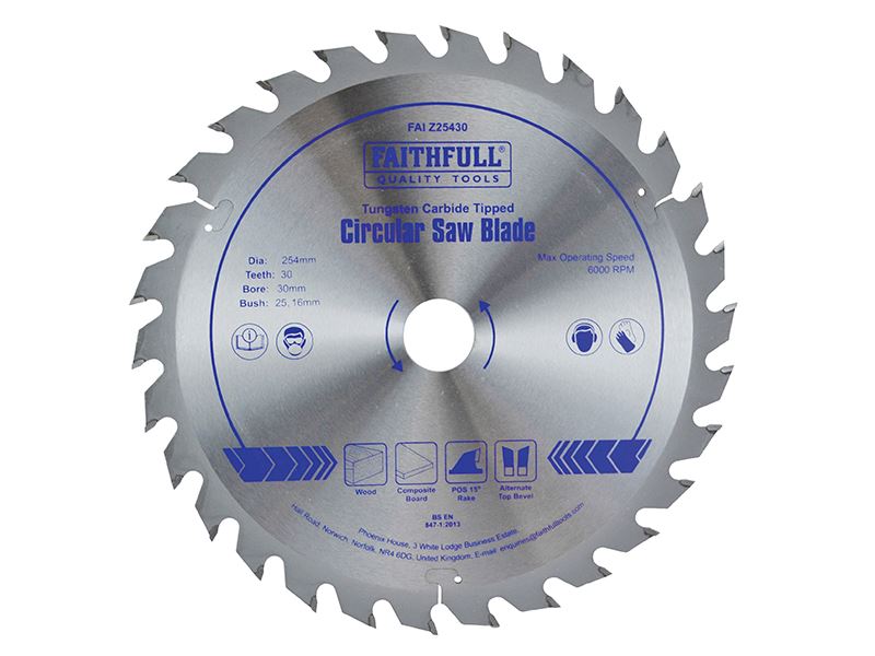 Faithfull TCT Cirkelzaagblad - 250mm x 30mm, 24T POS