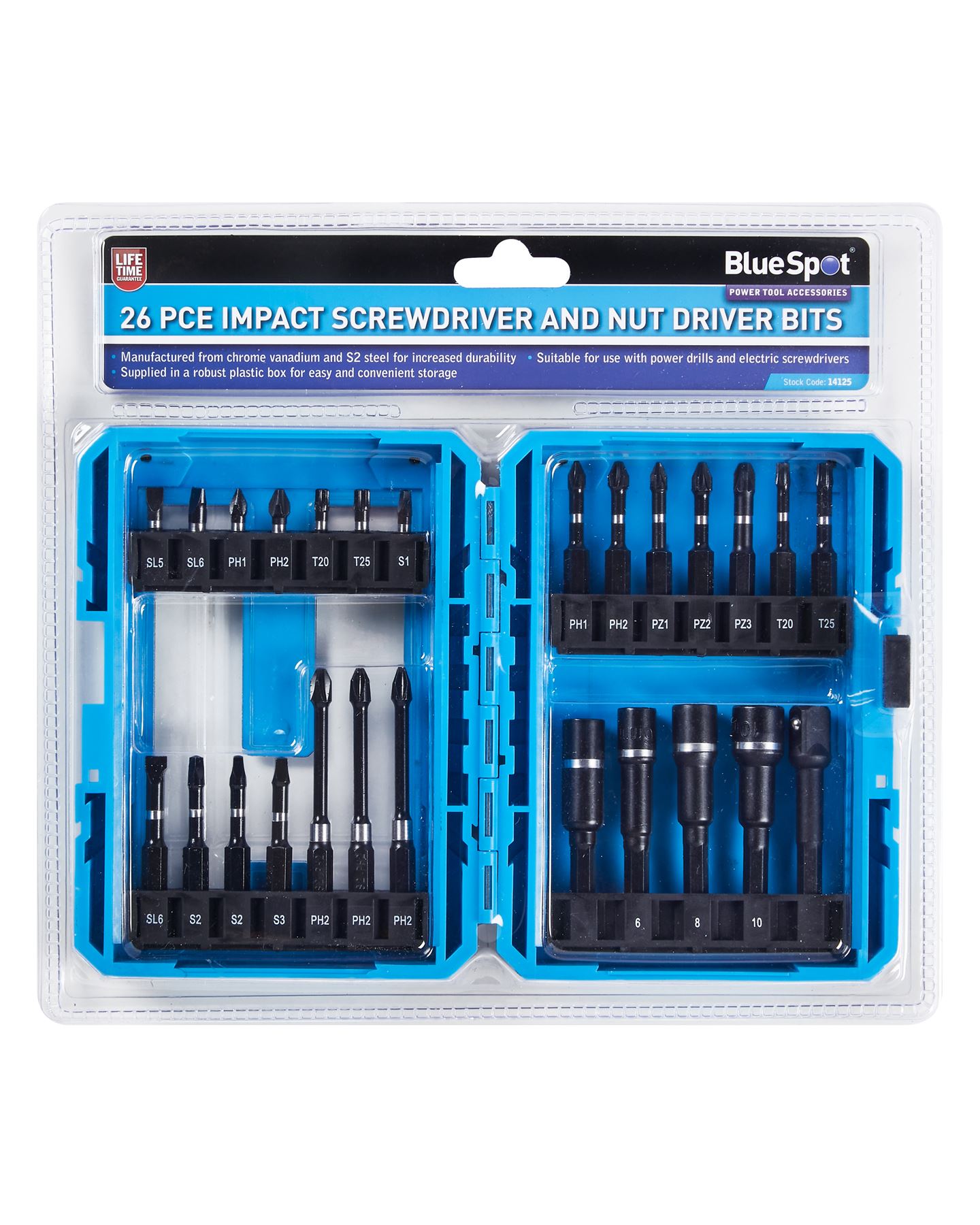 Blue Spot Tools 26-Piece Impact Screwdriver & Nut Driver Bits Set