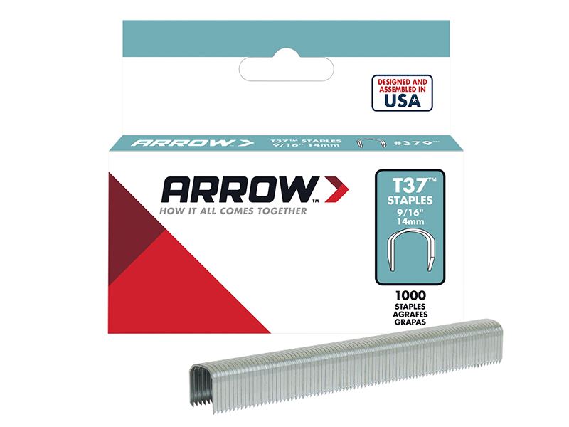 Arrow T37 Staples, Steel, 12mm (1/2in), Pack of 1000