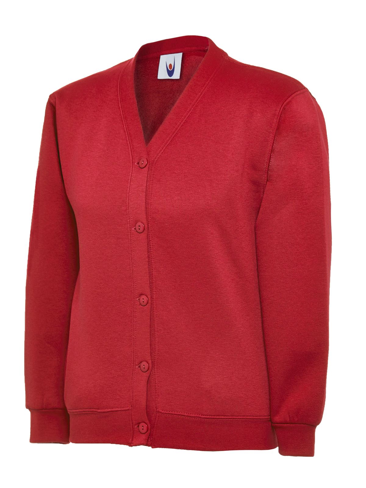 Uneek Kinder Cardigan, 50% Polyester 50% Katoen, Rood, Maat 7/8 Jaar