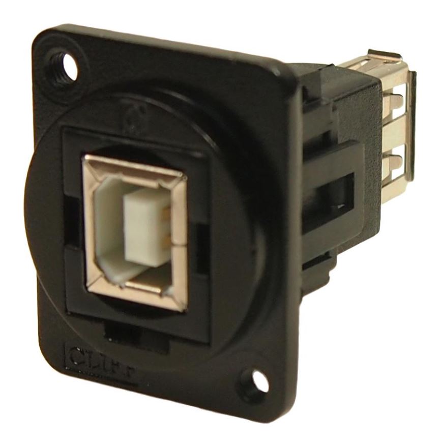 CLIFF USB B 2.0 ל-USB A 2.0 מחבר מעבר, מתכת, שחור
