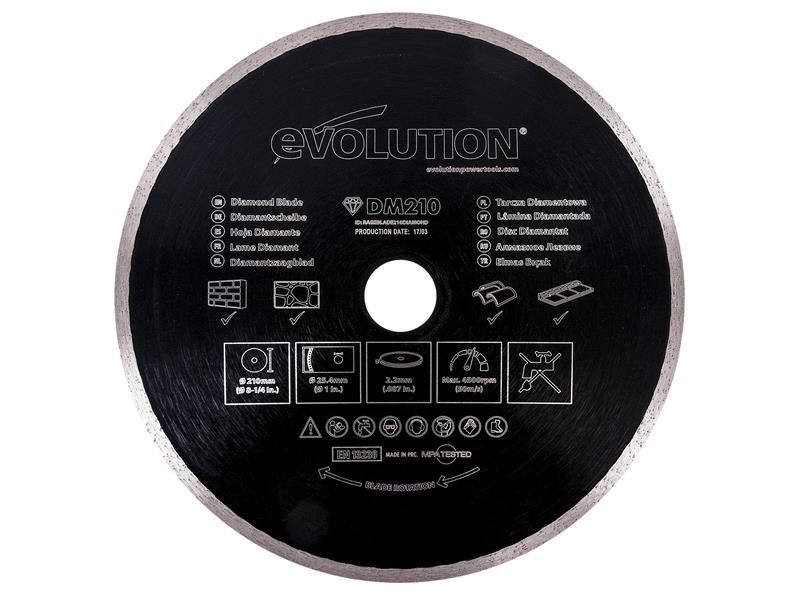 Evolution Diamond Blade Continuous Rim 210x25.4mm