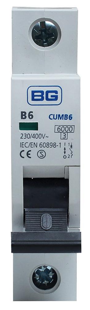 BG ELECTRICAL Disjoncteur unipolaire 6A, courbe B, 6kA
