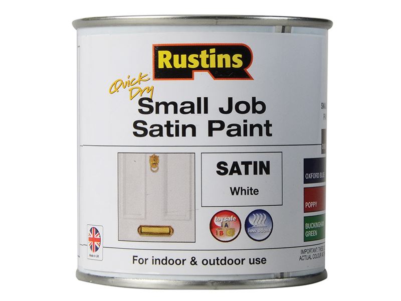 Rustins Schnelltrocknende Satin-Farbe Weiß 250ml für kleine Projekte