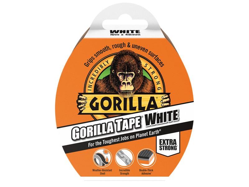 Gorilla Tape 48mm x 10m, White, Weather-Resistant