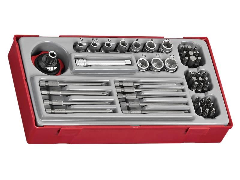 Teng Conjunto de Soquetes e Bits 1/4in, 48 Peças, Caixa TT1