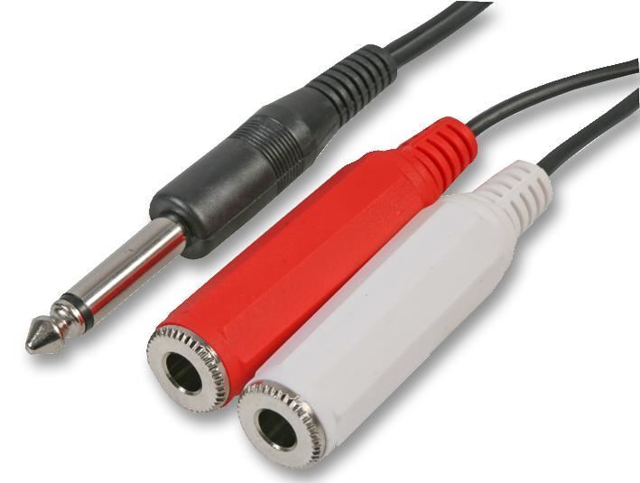 PRO SIGNAL 6,35mm mono konektor na dvojité jack zásuvky, kabel 0,5m černý