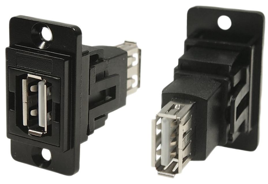 CLIFF USB 2.0 Přepážkový konektor s duálním vstupem, černý