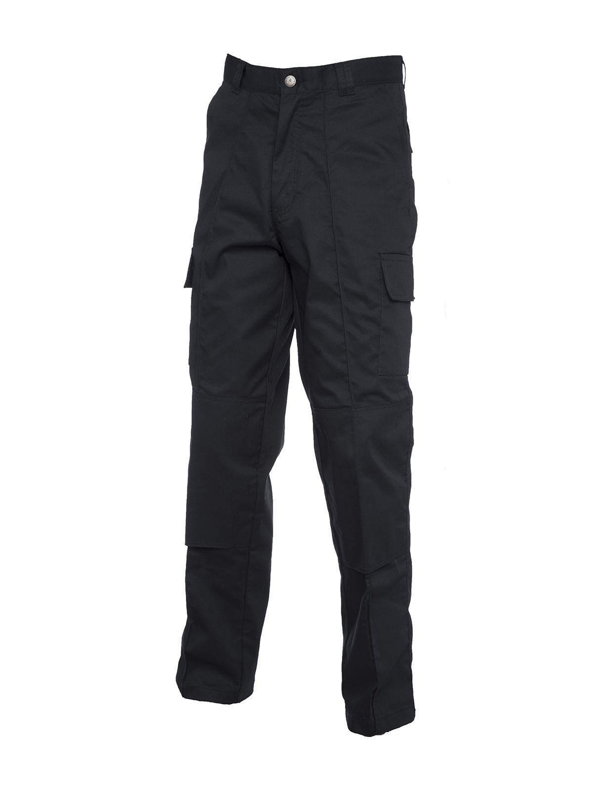 Uneek Unisex Cargo Trousers with Knee Pads - Black, Size 30
