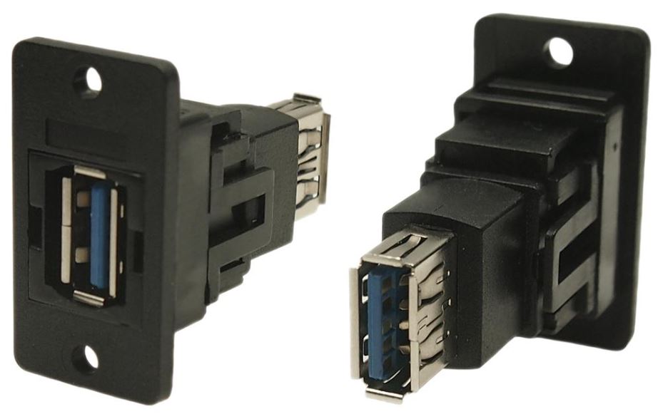 CLIFF Slim USB 3.0 Type A Feedthrough Connector, Black