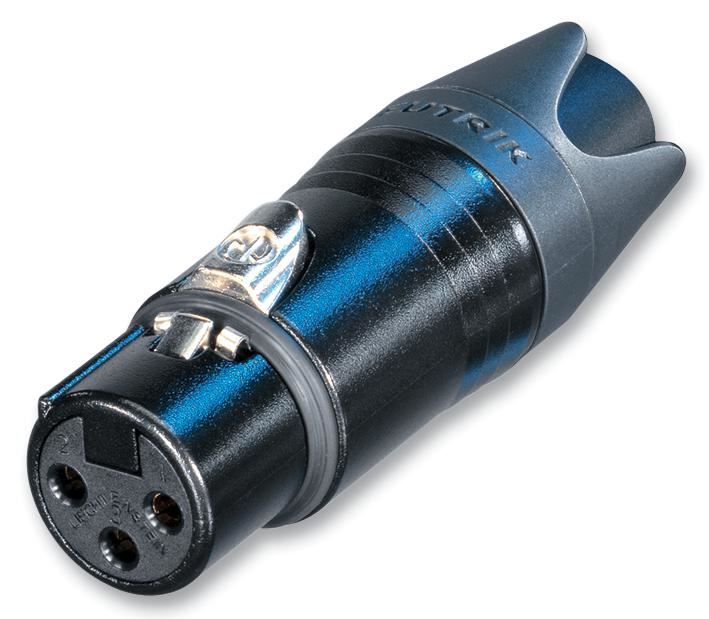 NEUTRIK XLR Θύρα, 3 Πολική, Μαύρη/Χρυσή