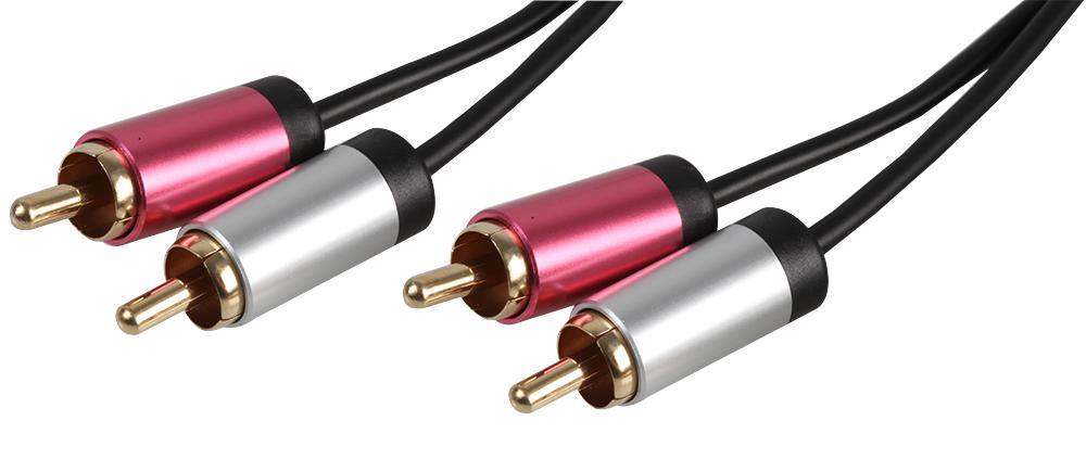 PRO SIGNAL Slim Καλώδιο 2x RCA σε 2x RCA, 1.5m Μαύρο