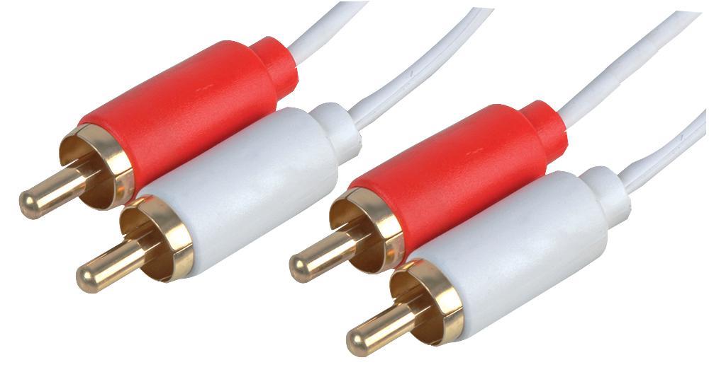 PRO SIGNAL Slim 2x RCA to 2x RCA Lead, 2m White