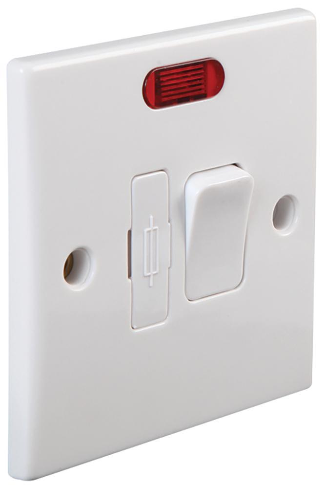 PRO ELEC Prise de connexion à fusibles commutée 13A, Blanc, Indicateur néon