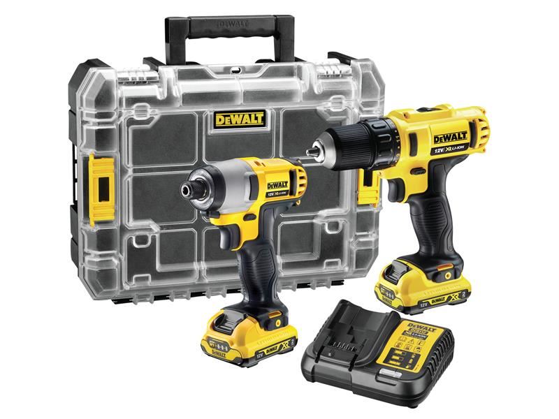 DeWALT XR Twin Pack DCK211D2T 12V 2x2.0Ah Li-ion Akku-Set mit Schlagbohrer und 