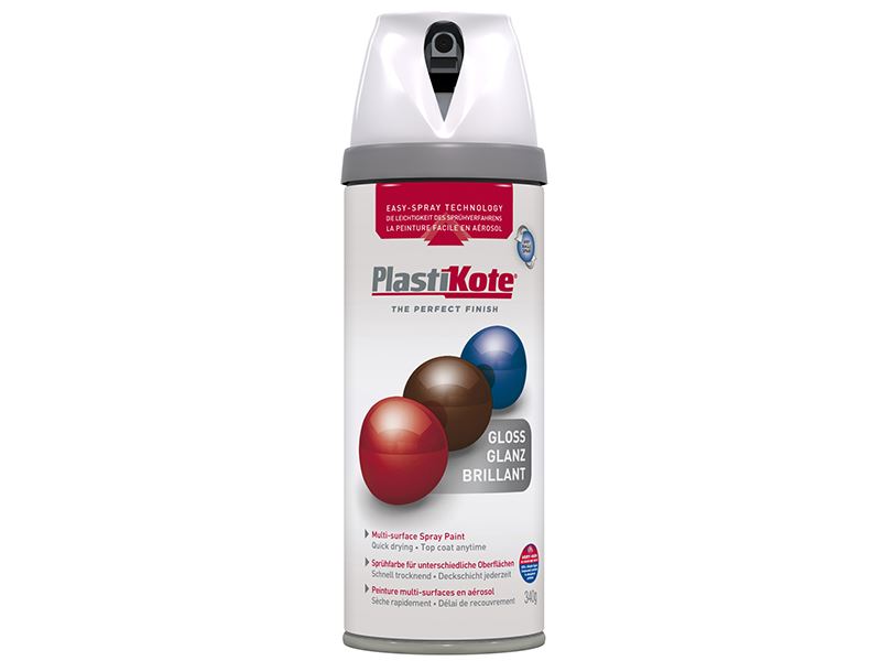 PlastiKote Twist & Spray Peinture Brillante Blanc, 400ml