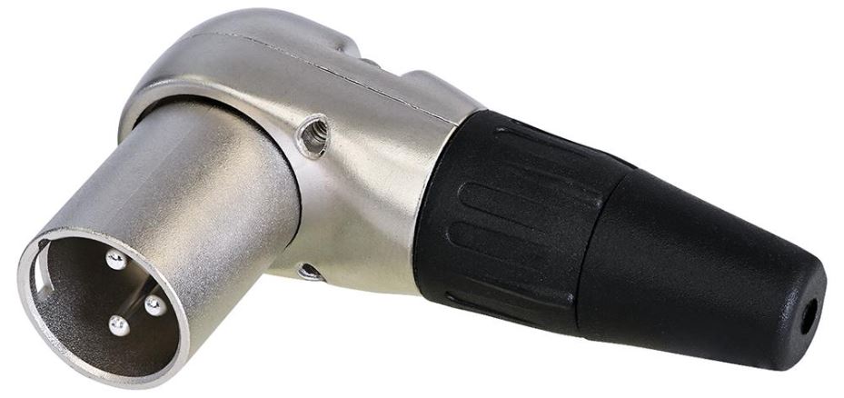 REAN Right-Angle 3-Pole XLR Plug, Nickel, 10A