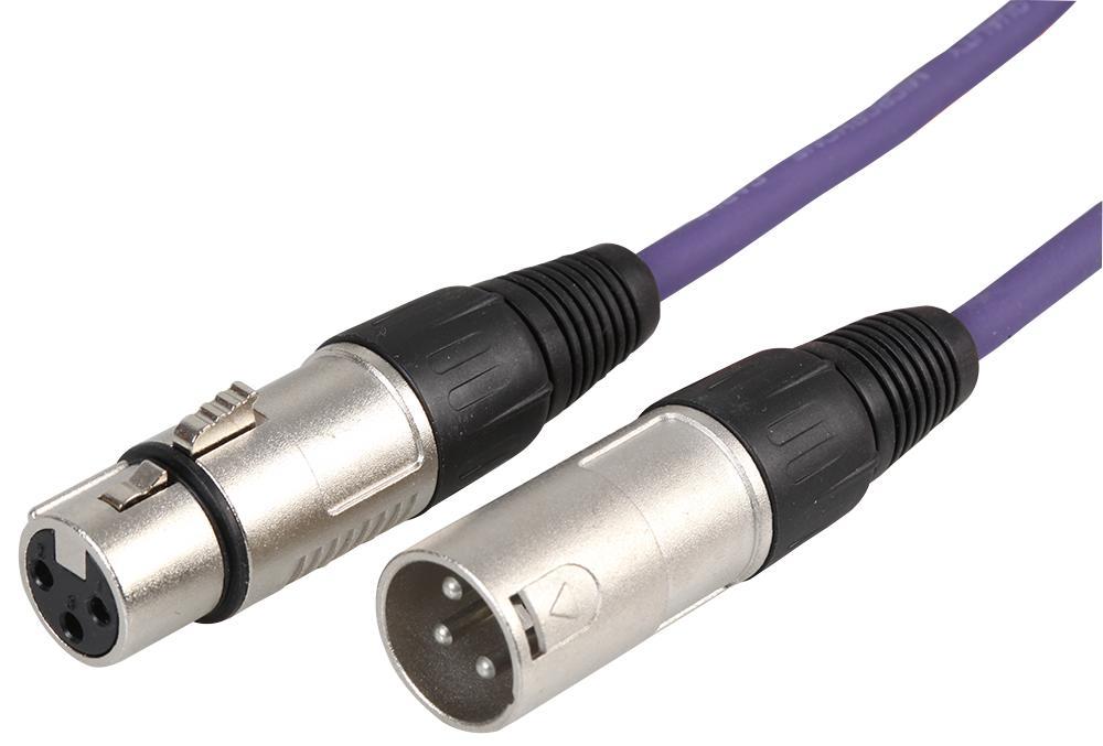 STAGG 3-Pin XLR Microphone Lead, Male to Female, 3m, Purple