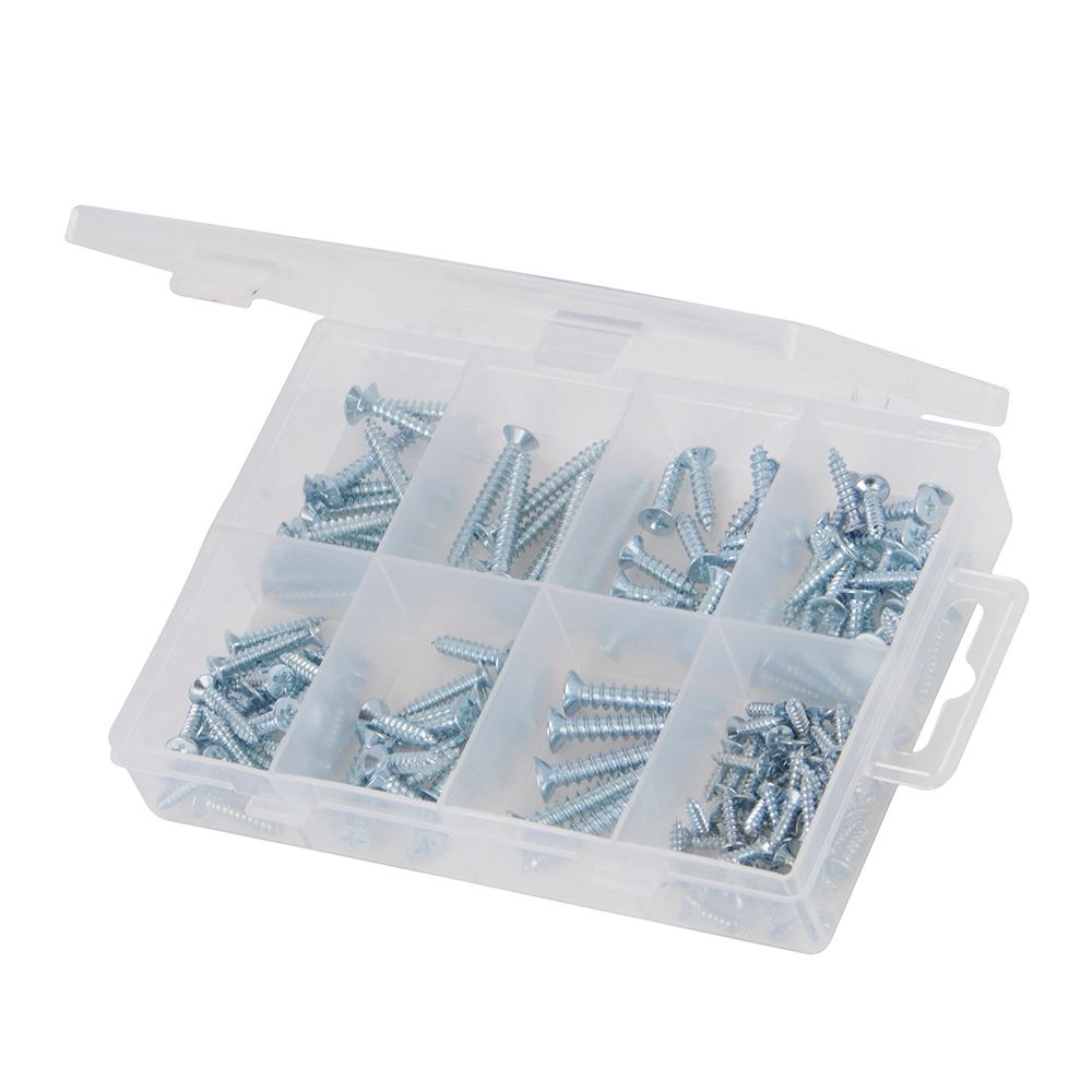 Fixman 160pc Zinc-Plated Self-Tapping Screws - Assorted Sizes