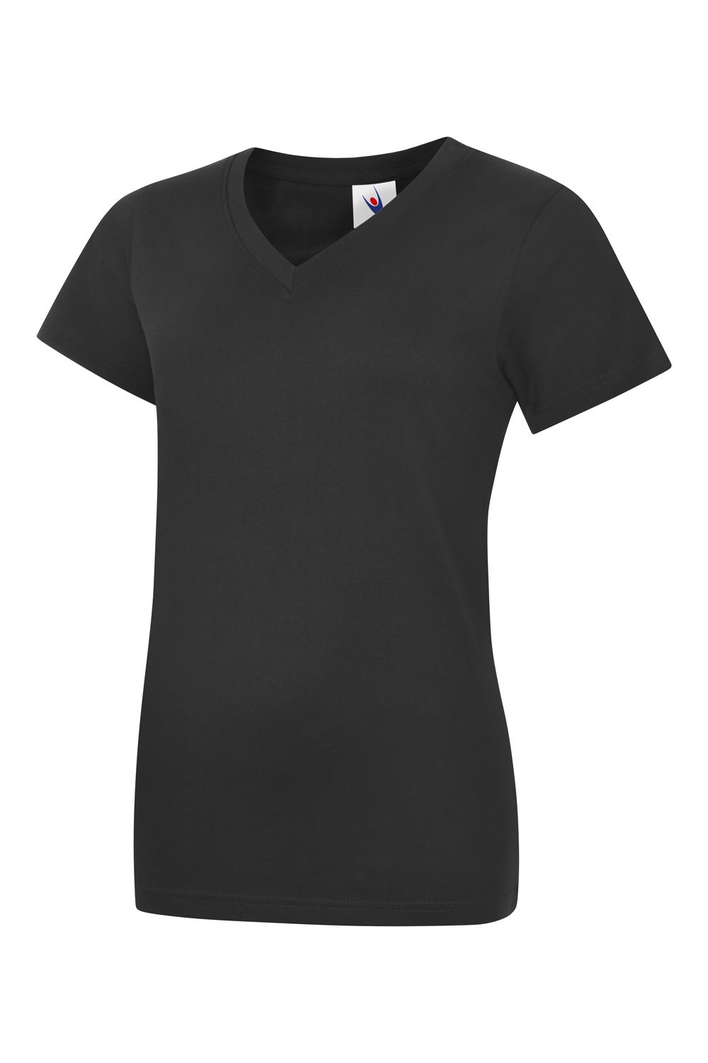 Uneek Unisex Classic V-Neck T-Shirt, Reactive Dyed, Black, Size L