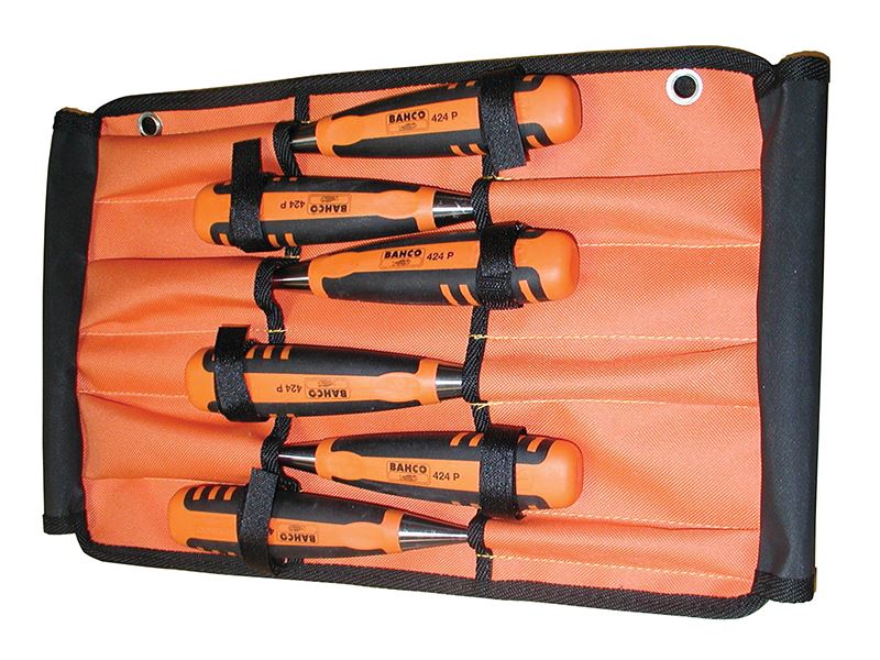 Bahco 424-P Bevel Edge Chisel Set, 6-Piece in Roll