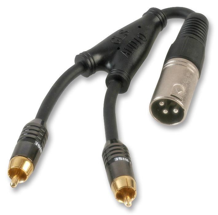 Pro Signal 3-Pin XLR to 2x RCA Male Lead, 250mm Black