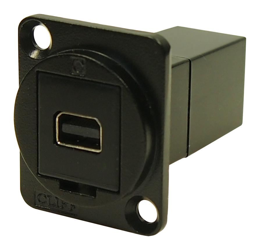 Cliff Mini DisplayPort Feedthrough Panel Mount, Metal, Black, CSK Holes