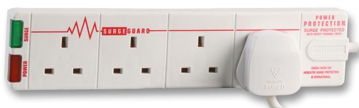 MASTERPLUG - Multi-prise 4 prises avec protection contre les surtensions, 2m
