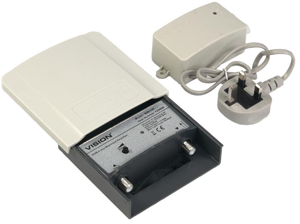 VISION V20-13T Masthead Amplifier, 3-13dB, 1 In-1 Out, Group T