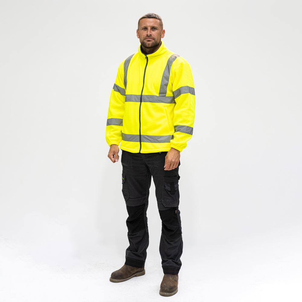 Timco Fleece Jacket met Hoge Zichtbaarheid, Geel, Maat XXXXL