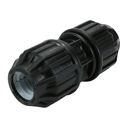 Timco 20x20mm MDPE Pipe Coupler - Black Plastic