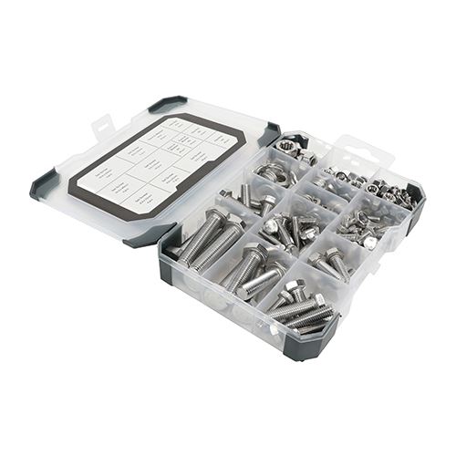 Timco Mixed Tray - A2 Stainless Steel Set Screws, Nuts & Washers, 199pcs